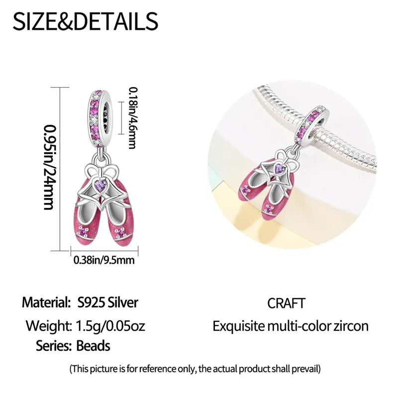 925 Sterling Silver Princess Powder Series Exquisite Daily Bow Sweet Charms Beads Fit Pan Original Bracelets DIY Jewelry
