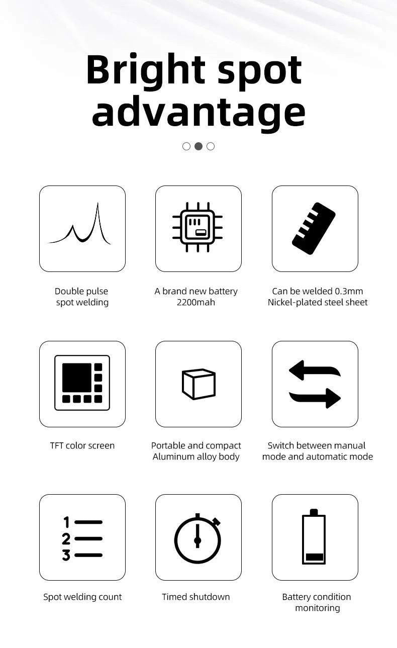 FS01 11 Gears Adjustable Spot Welder Handheld Battery Spot Welding Tool Weldable 0.3MM Nickel Belt 18650 Lithium Battery