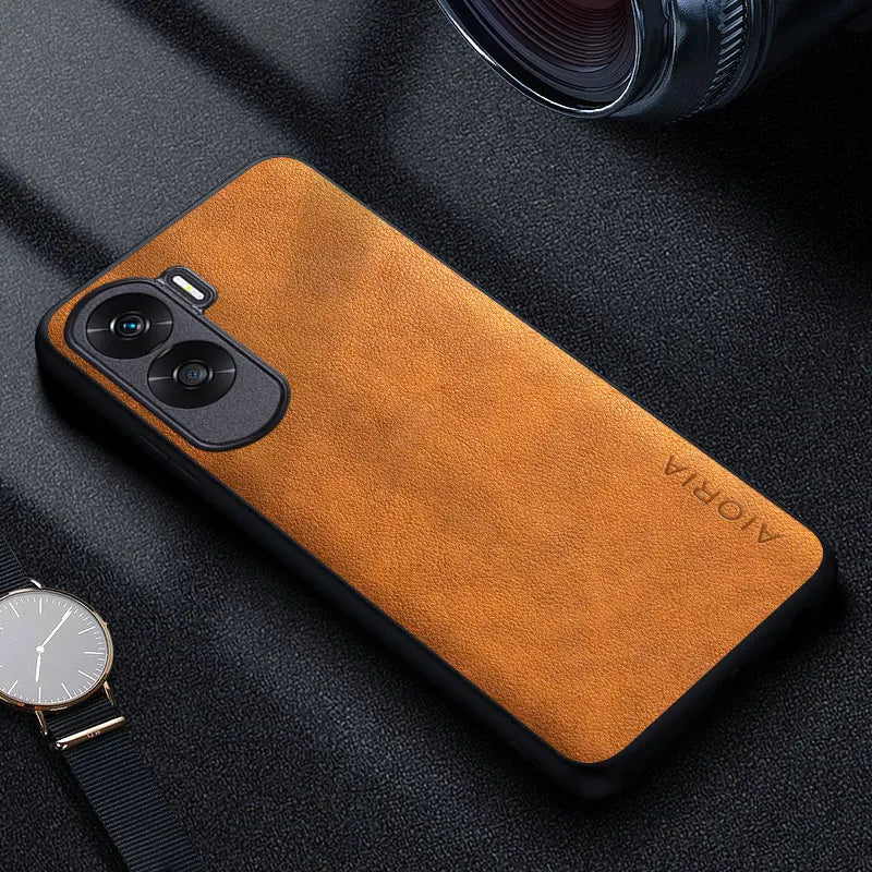 Premium Luxury leather Phone Case for Honor 90 Lite 70 50 20 Pro 10 Retro Business Style Solid color cover funda capa