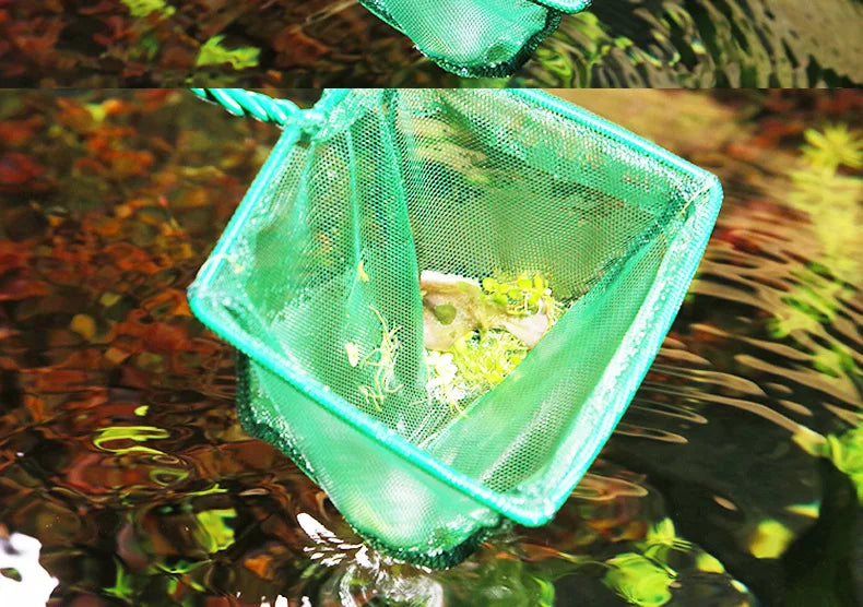 Fish Net Portable Long Fish Tank Fishing Nets Handle Round Aquariums Net Square Fish Tank Cleaning Tools Aquarium Accessories