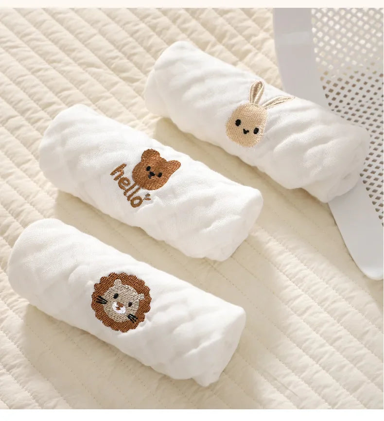 6 Layer Cotton Embroidery Baby Saliva Towels Hand Face Wipes Newborn Bib Kids Handkerchief Toddler Soft Washcloth Burp Cloth