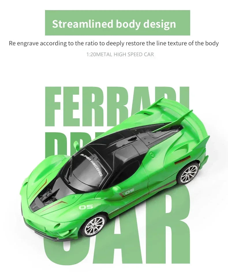 1:18 Radio Remote Control Car Chargeable RC Car High Speed 15km/h 2.4G With LED Light Toys for Boys Girls Vehicle Racing Hobby