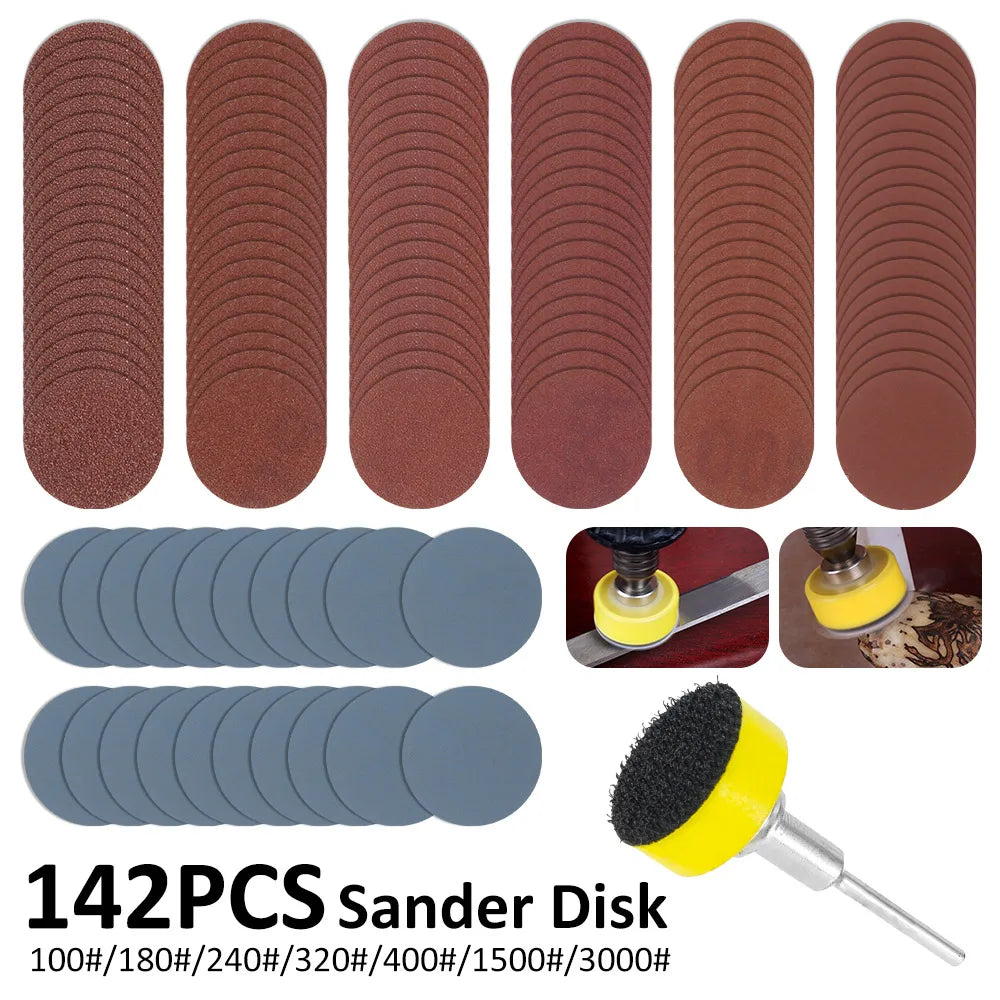 142pcs 1Inch Sanding Discs Pads Set 100-3000 Grit Abrasive Polishing Pad Kit For Rotary Tool Sandpapers Accessories Dropshipping