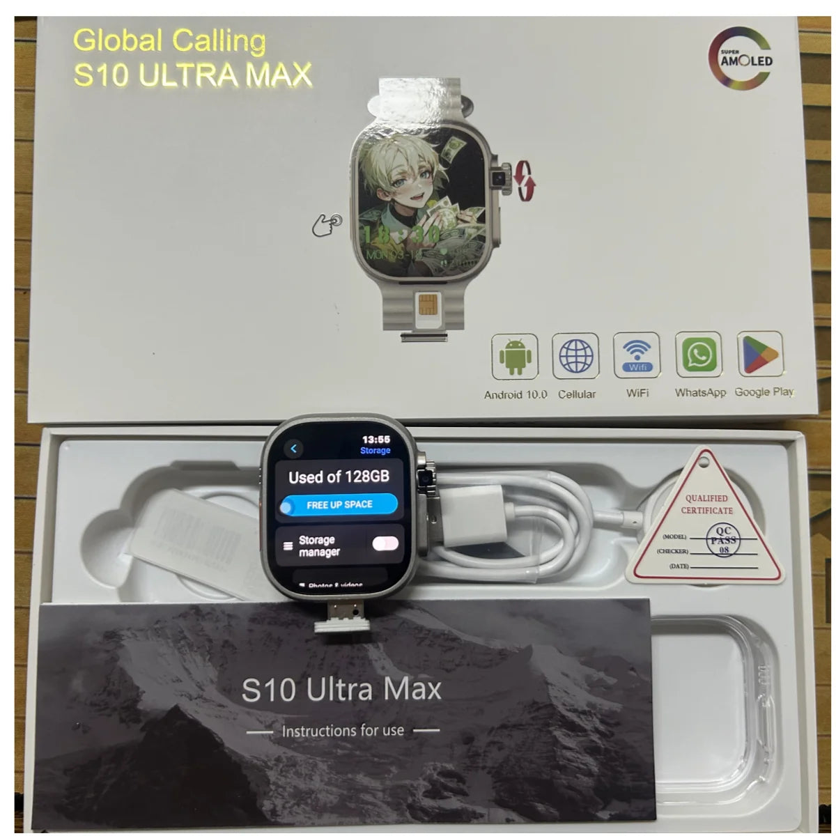 S10 Ultra MAX Smartwatch 2.29inch Amoled Android Smart Watch With 8MP Camera 1280Mah Battery NFC Compass GPS WIFI Global Calling