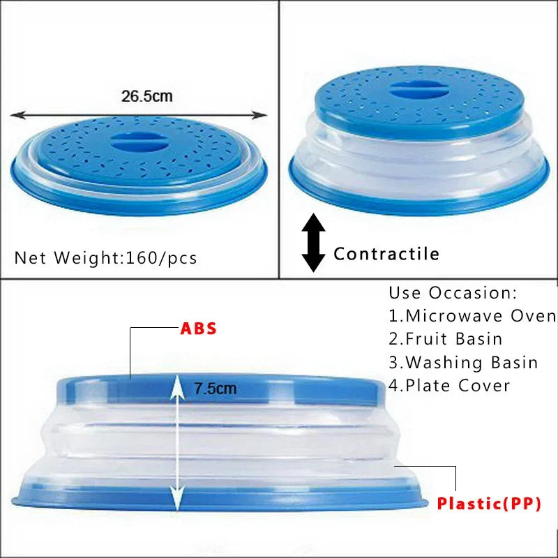 Kitchen Tools Microwave Splatter Cover Heating Folding Cover Fresh-keeping Cover Oil-proof Splash-proof Cover Cooking Lid