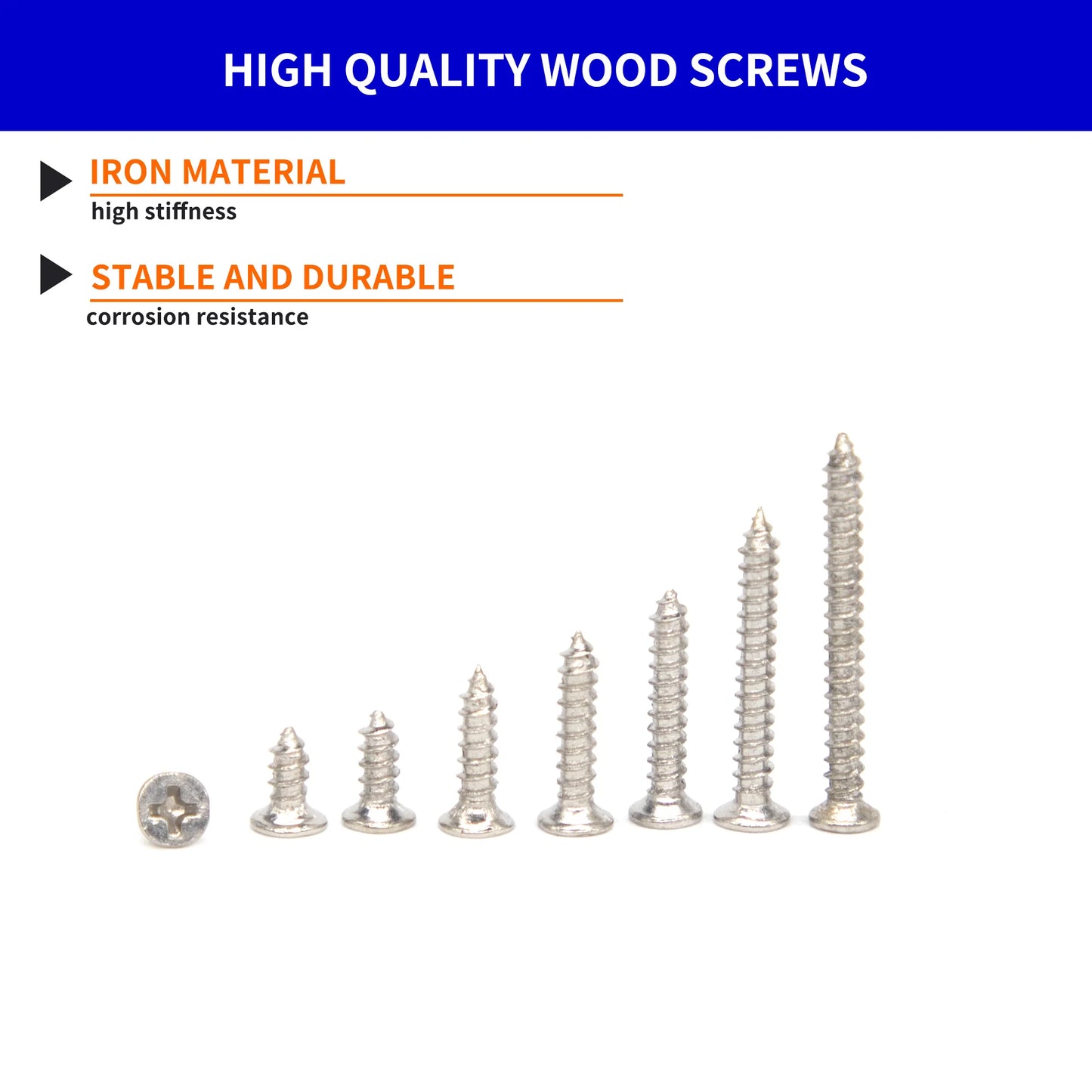 400pcs Flat Head Wood screws Assortment kit Phillips Tips screw set M2x4mm-20mm Self-tapping Screws Wood Screw