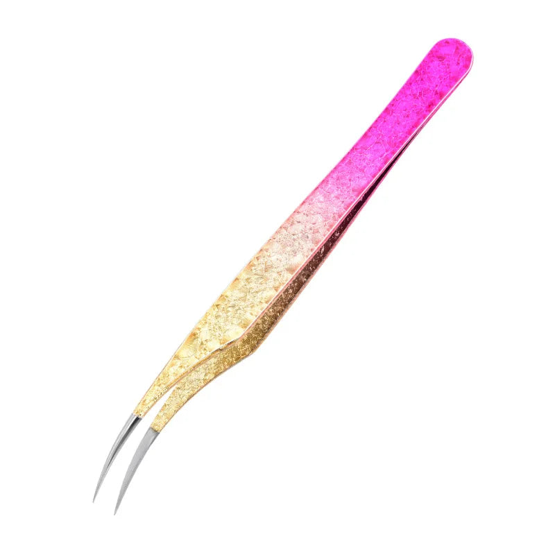 1Pieces Professional Eyelash Extension Tweezers With Rubber Tips Tweezers, Ombre Color Precision Stainless Steel Tools For Beaut