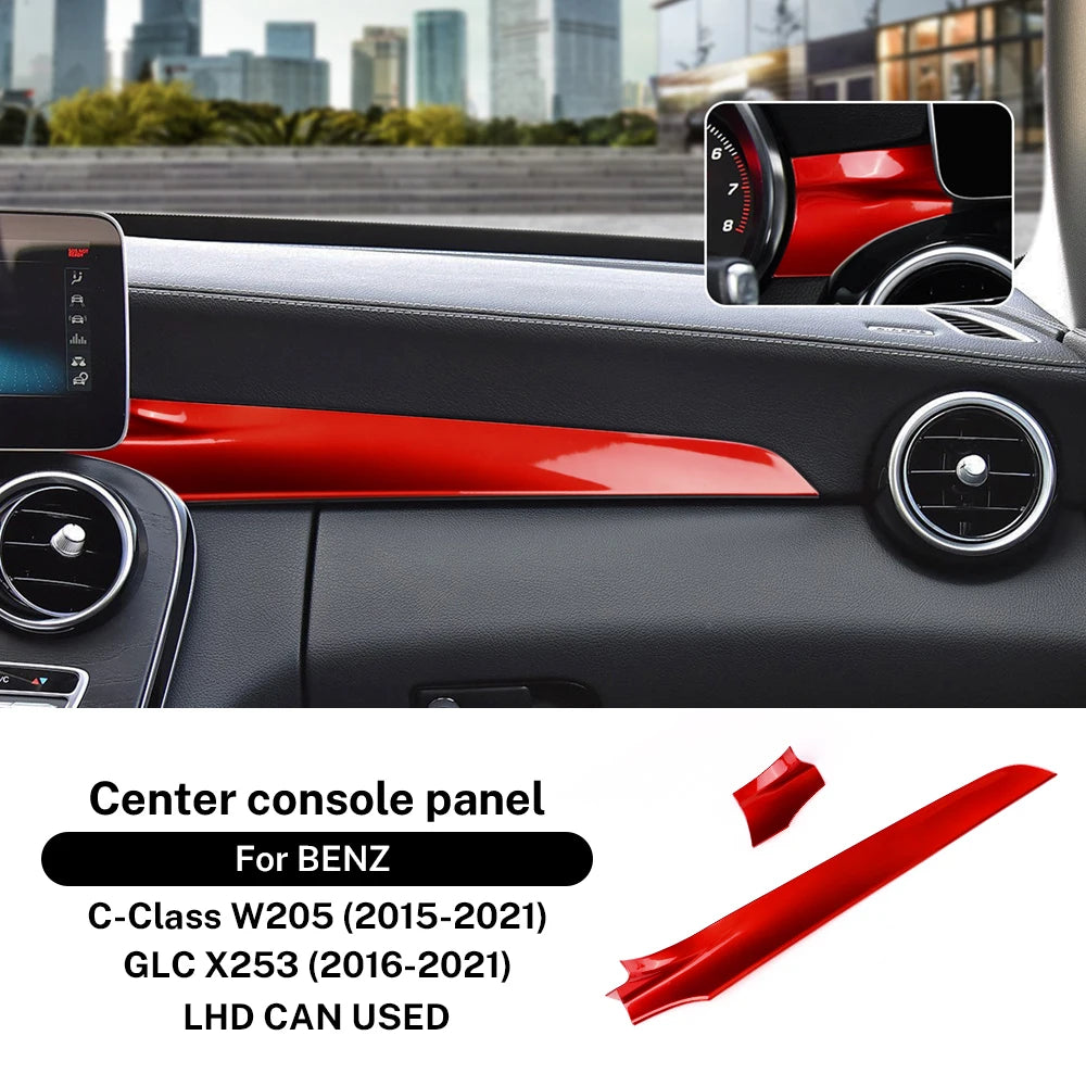 For Mercedes Benz C Class W205 C180 C200 GLC X253 2015 2016 2021 LHD RHD Carbon Fiber ABS Center Console Dashboard Trim Cover