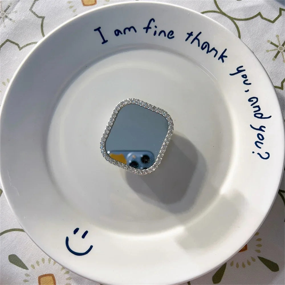 INS Korea 3D Diamond Mirror Griptok Bracket For iPhone 16 15 Lovely Macaron Universal Phone Holder Ring Support Stand Grip Tok