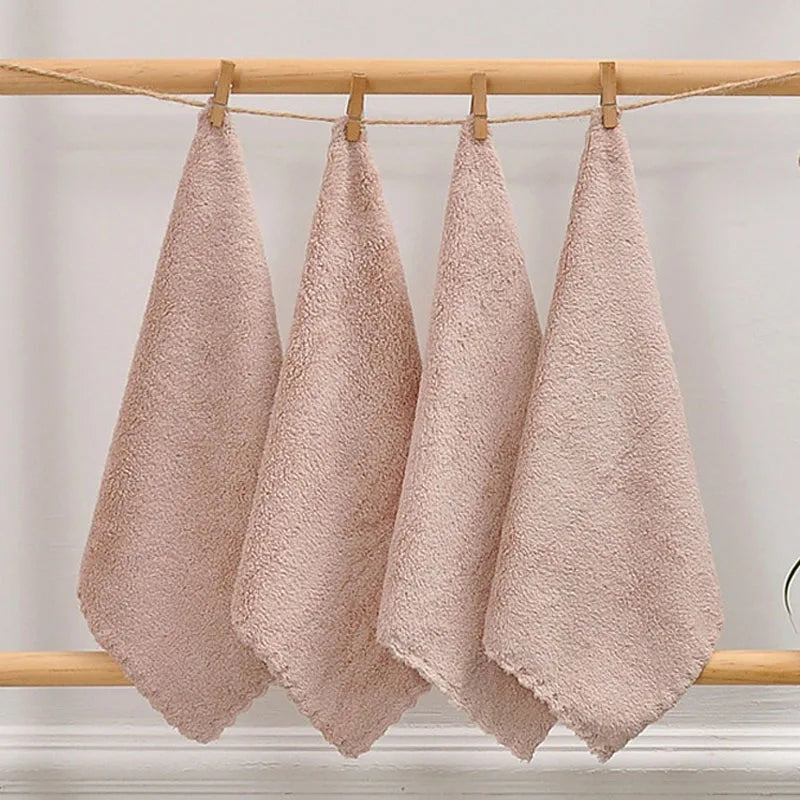1-50pcs Hand Towels Small 24x24cm Coral Fleece Solid Color Face Towel For Kids Good Water Absorption Dish Towel toalha de banho