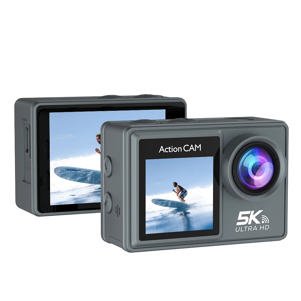 5K Action Camera 4K60FPS Dual IPS Touch LCD WiFi 170° DVR Action Cam 30M Waterproof 5X Zoom Sports Camera With Remote Control
