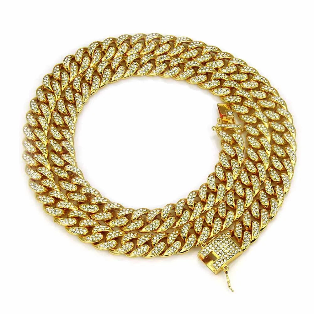 HNSP Luxury Ice Chain For Men Cuban Necklace Jewelry Hip Hop Neck Male Accessories 13MM Wide