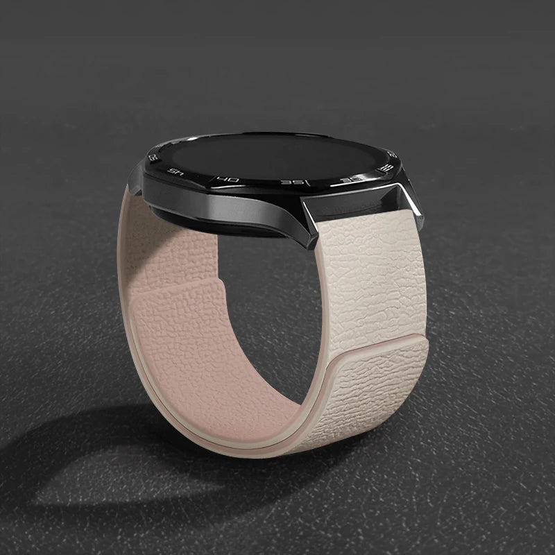 Magnetic Loop Strap For Samsung Galaxy Watch 7/6/5/4 Classic Silicone Lychee pattern 18mm 20mm 22mm Bracelet HUAWEI GT3-4-5 Band