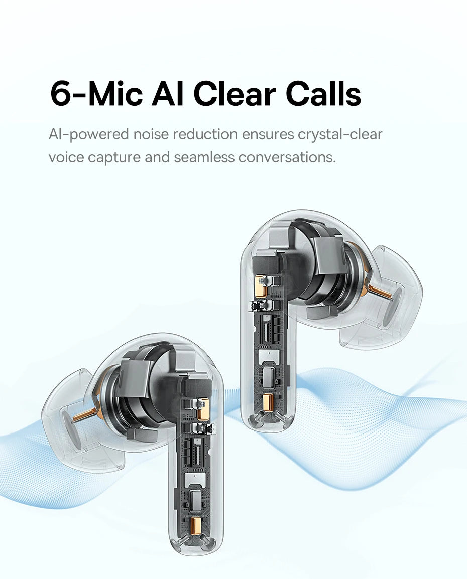 Baseus EP10 Pro ANC Earphones Wireless Bluetooth 6.0 50dB Realtime Adaptive ANC Headphones 6 Mic in-Ear Earbuds Hi-Res LDAC IP55