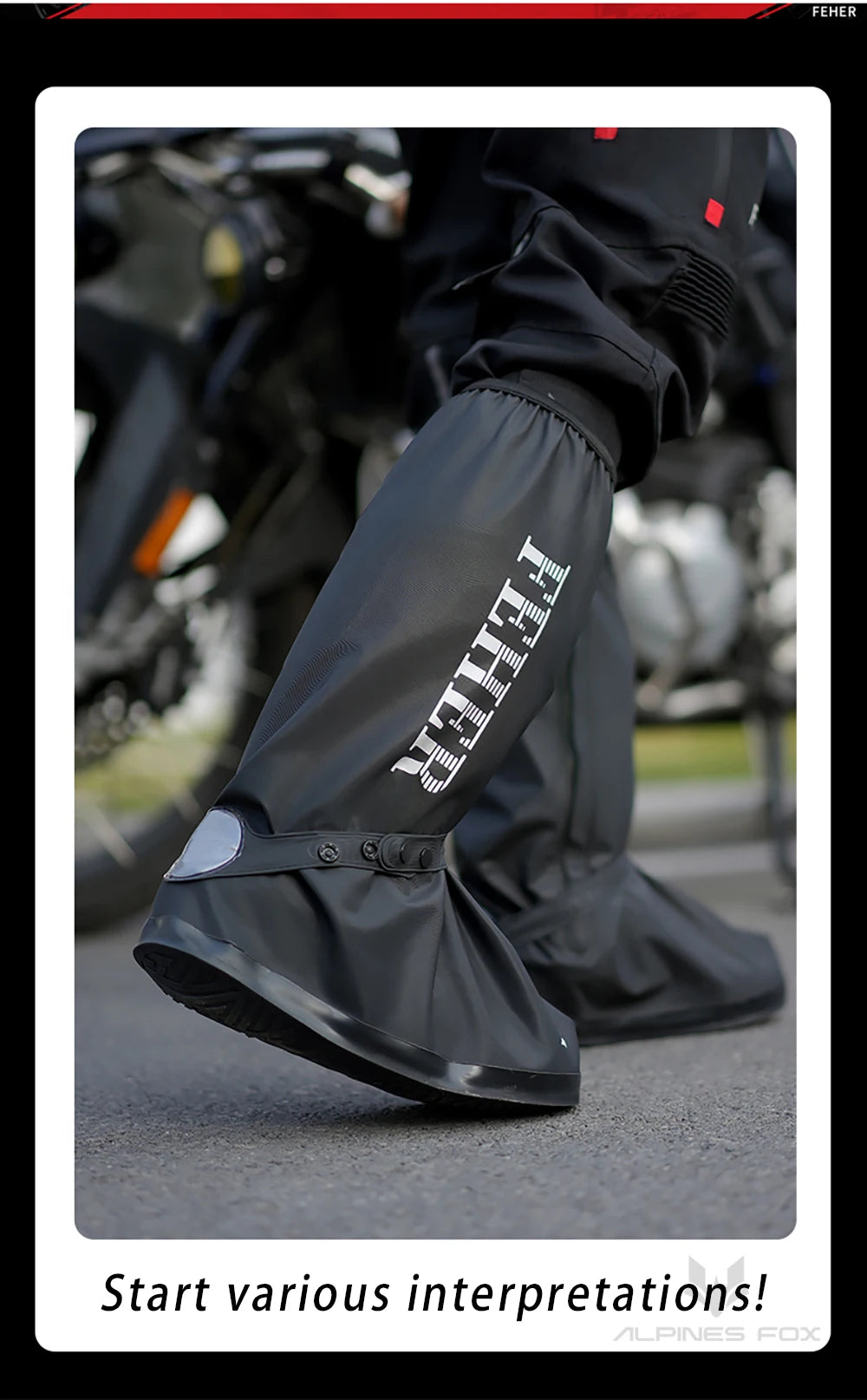 High Tube Motorbike Rain Shoe Covers Waterproof Reusable Motorcycle Cycling Bike Rain Boot Reflective Rainproof Shoes Cover