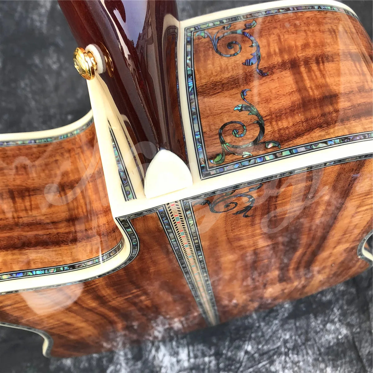 Solid Wood All Koa Acoustic Guitar 41 Inches D Type Cutaway Body Real Abalone Flowers Ebony Fingerboard Guitar