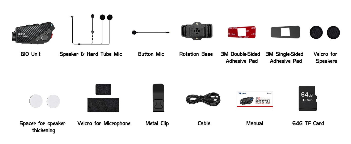 TNICER G10 Motorcycle Intercoms Helmet Bluetooth Headset for 8 Riders with 2K Wifi Video Recorder Camera, BT 5.2, Music Share,FM