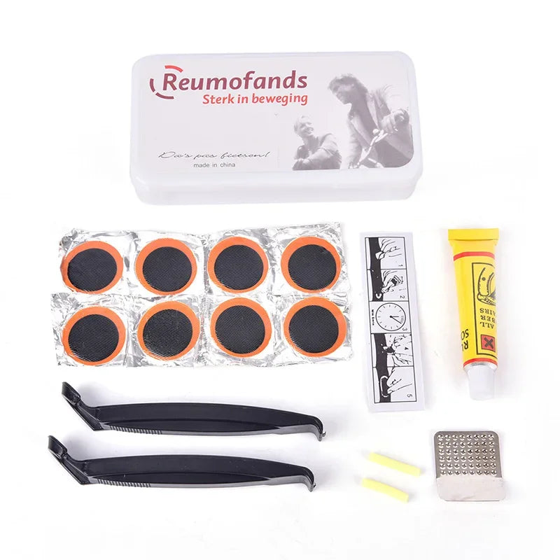Bicycle Flat Tire Repair Kit Tool Set Portable Tyre Repair Rubber Patch Kit Glue Set Bike Inner Tube Puncture Patch Repair Tool