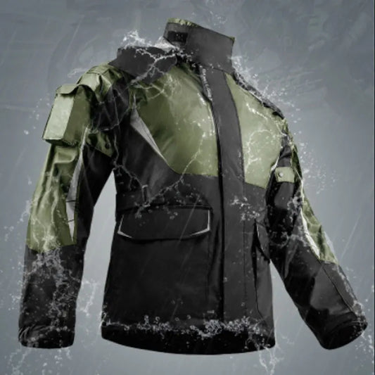 Men Women Waterproof Motorcycle Rider Raincoat Suit Set Reflective Light Raincoat For Riding Jacket Pants Set