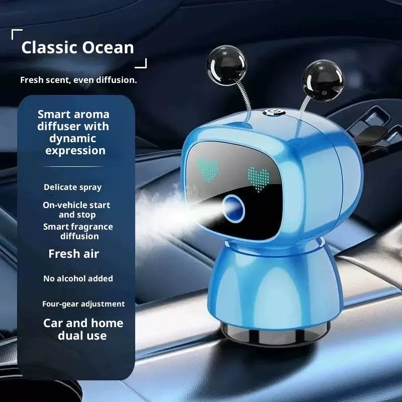 Creative Car Smart Aromatherapy Diffuser - Robot-shaped Aromatherapy Ornament, Air Freshener with Long-lasting Light Fragrance