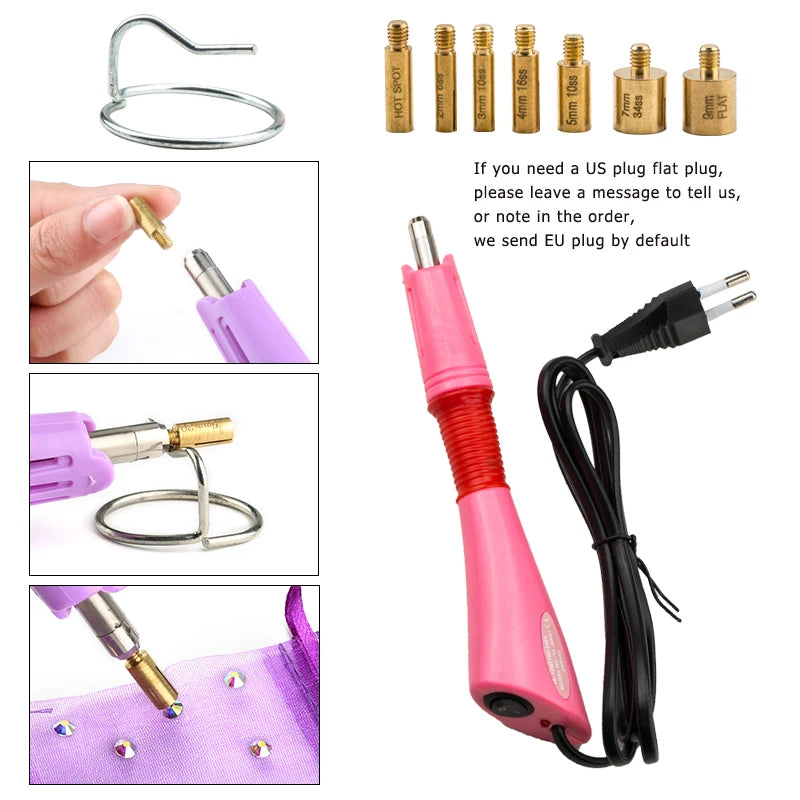 QIAO Hotfix Rhinestones Applicator Tools Kit Iron on Essential Rhinestone Set for Garment Bag Shoes DIY Craft