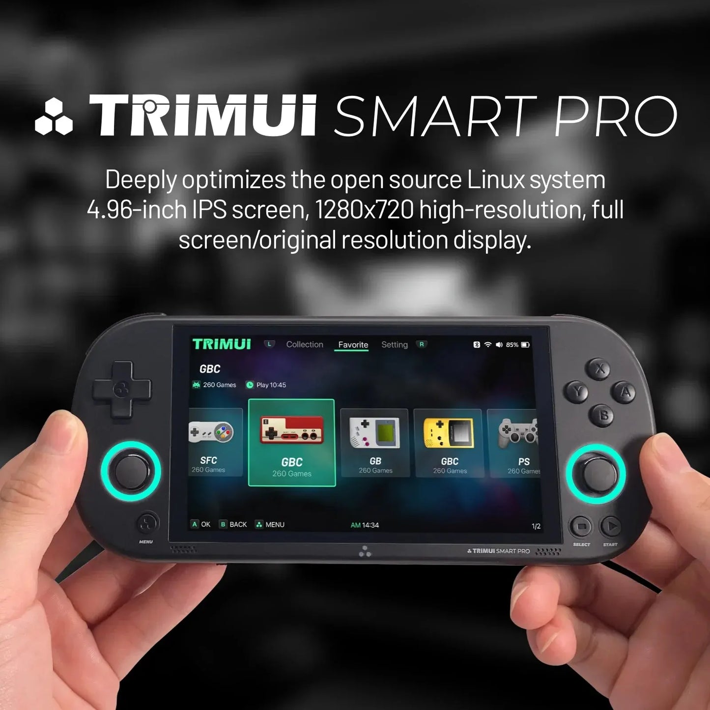 Trimui Smart Pro Vintage Handheld Game Console Wireless Handheld Gamer Console Retro Arcade 4.96 Inch HD IPS Screen Game Console