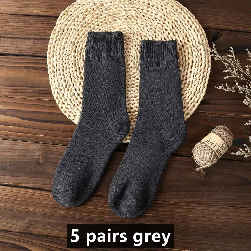 4 Pairs Of Men's Vintage Striped Crew Socks, Thermal Breathable Comfy Socks For Men's Wearing, Autumn & Winter