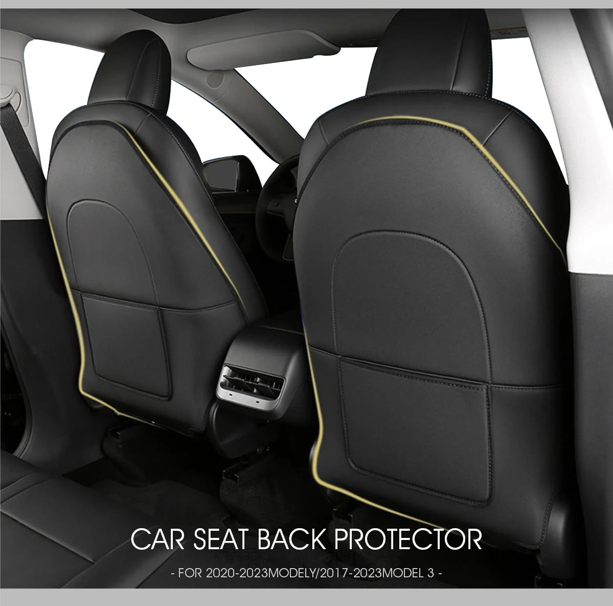 Car Seatback Protector for Tesla Model Y Model 3 Seat Back Protective Child Anti-Kick Mats Black Leather Interior Accessories