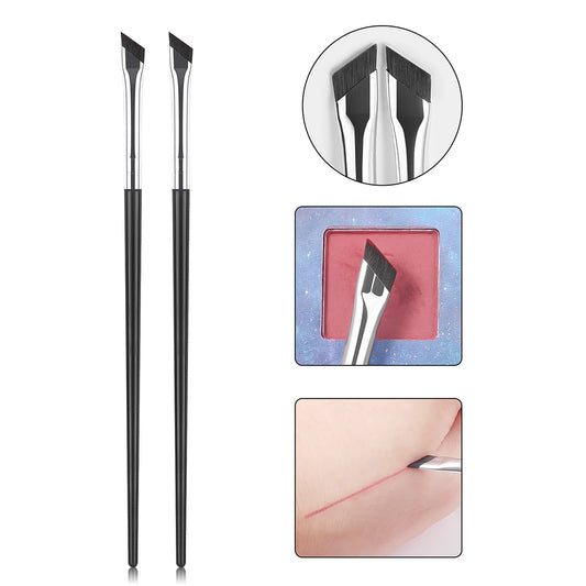 2Pcs Upgrade Blade Eyeliner Brush Ultra Thin Fine Angle Flat Eyebrow Brush Under The Eyes Place Precise Detail Brush