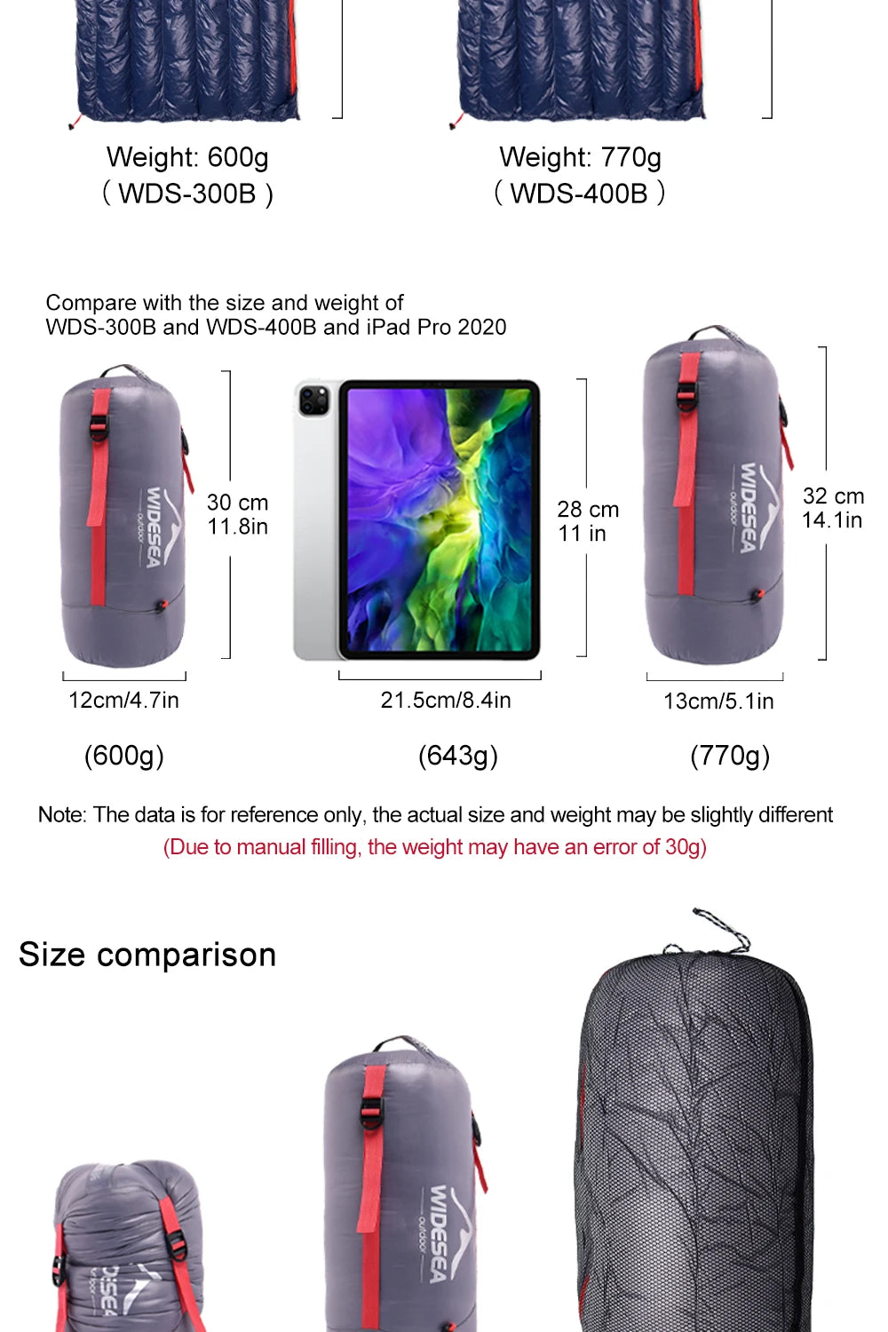 Widesea Camping Ultralight Sleeping Bag Down Waterproof Lazy Bag Portable Storage Compression Slumber Bag Travel Sundries Bag