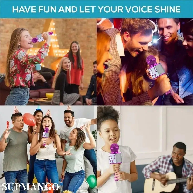 Professional Handheld Wireless Karaoke Microphone USB Speaker Microphone for Kids Music Player Singing Recorder KTV