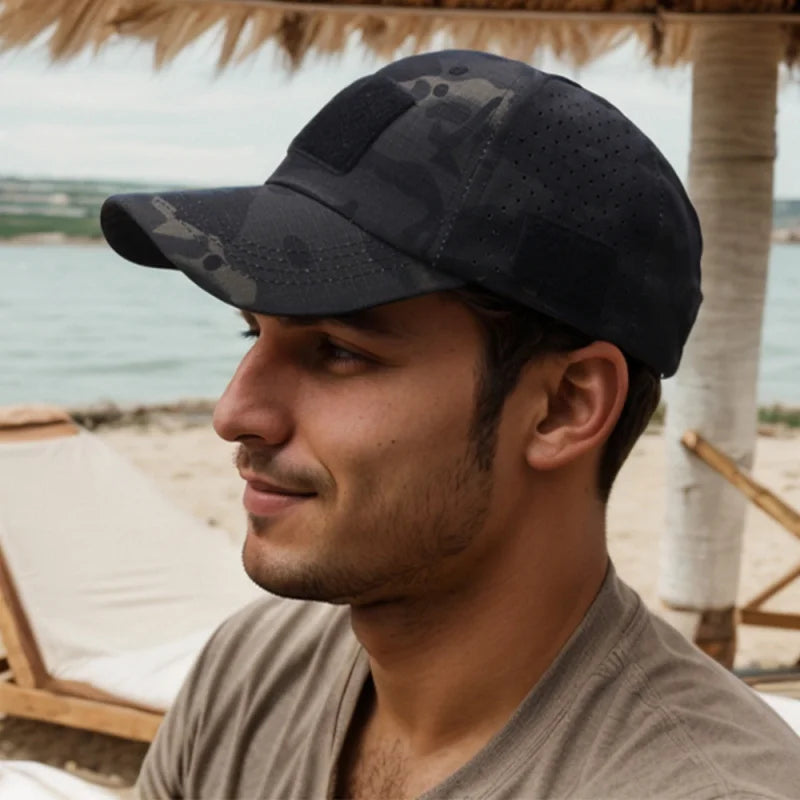 Athletic casual breathable camouflage baseball cap for men, military fan sun hat tactical hat military training hat bucket hat