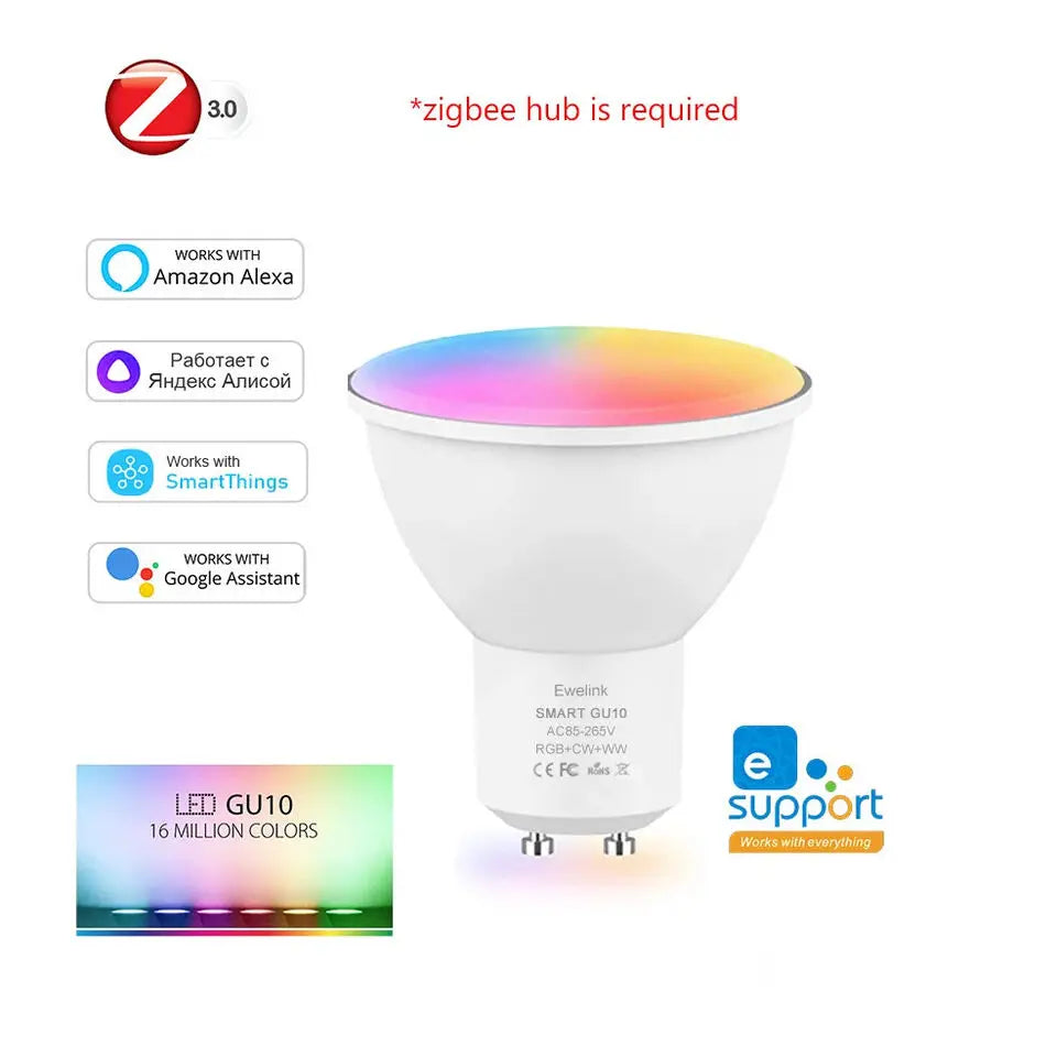 EWelink Smart Led Bulb Light GU10 Wifi/Zigbee Spotlight Lamps RGB CW WW APP Control Google Home Alice Yandex for Room Home Decor