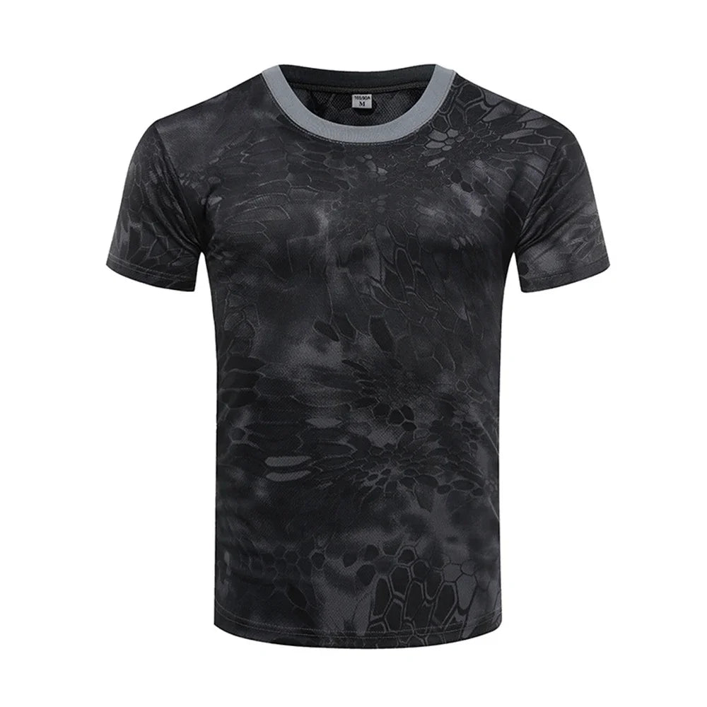 Camouflage 3D T-shirt men's outdoor fashion casual round neck short sleeved summer street outdoor sports T-shirt lightweight bre