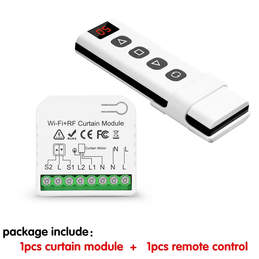 Wifi Rf Curtain Switch Tuya Smart Life Roller Shutter Module 433mhz 5-IN-1 Remote Control,for Garage Door Window Blinds Alexa