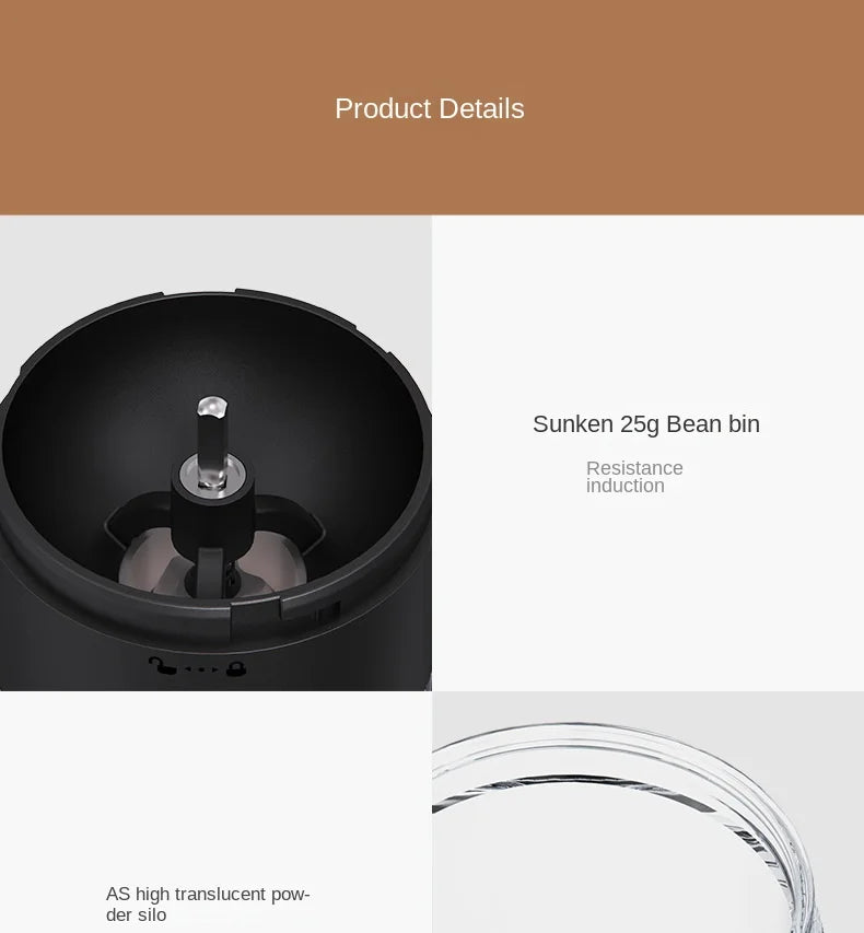 Portable 1800mAh Electric Coffee Bean Grinder 40 Gears External Adjustable Home Rechargeable Grinders Household Coffee Machine