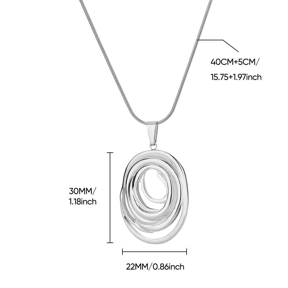 Round Chain Infinity Oval Pendant Necklace for Women Gold Color Charm Necklaces Femme Choker Stainless Steel Jewelry collar 2024
