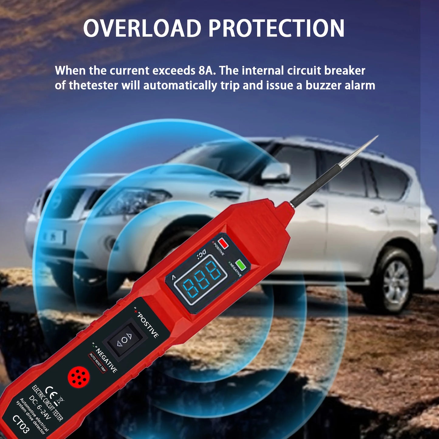 High-Performance Multifunctional Automotive Circuit Tester and Drive Detector - Digital Display, Adjustable Resistance, Ergonomic Design, Used for Electrical System Diagnostics, Circuit Switch Inspection, Vehicle Maintenance