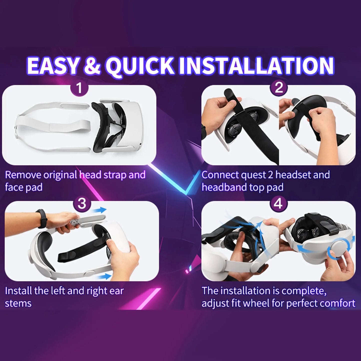 Head Strap Compatible with Oculus Quest 2, Meta Quest 2 Accessories Adjustable Elite Strap Replacement for VR