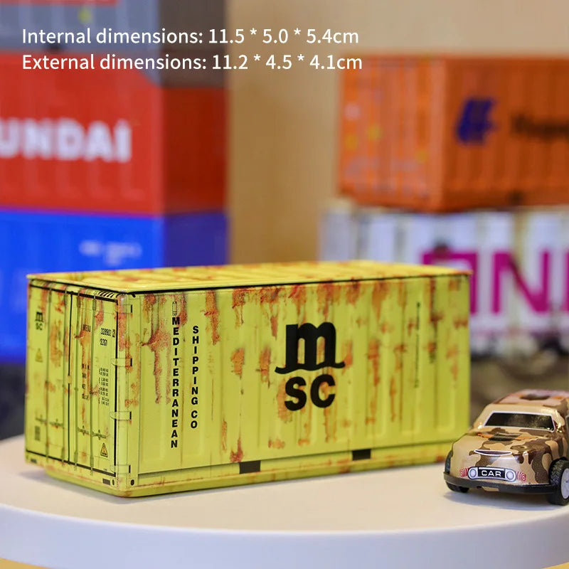 Mini Simulation Shipping Container Model Metal Storage Box Creative Desktop Organizer Ornaments Iron Box Home Office Decoration