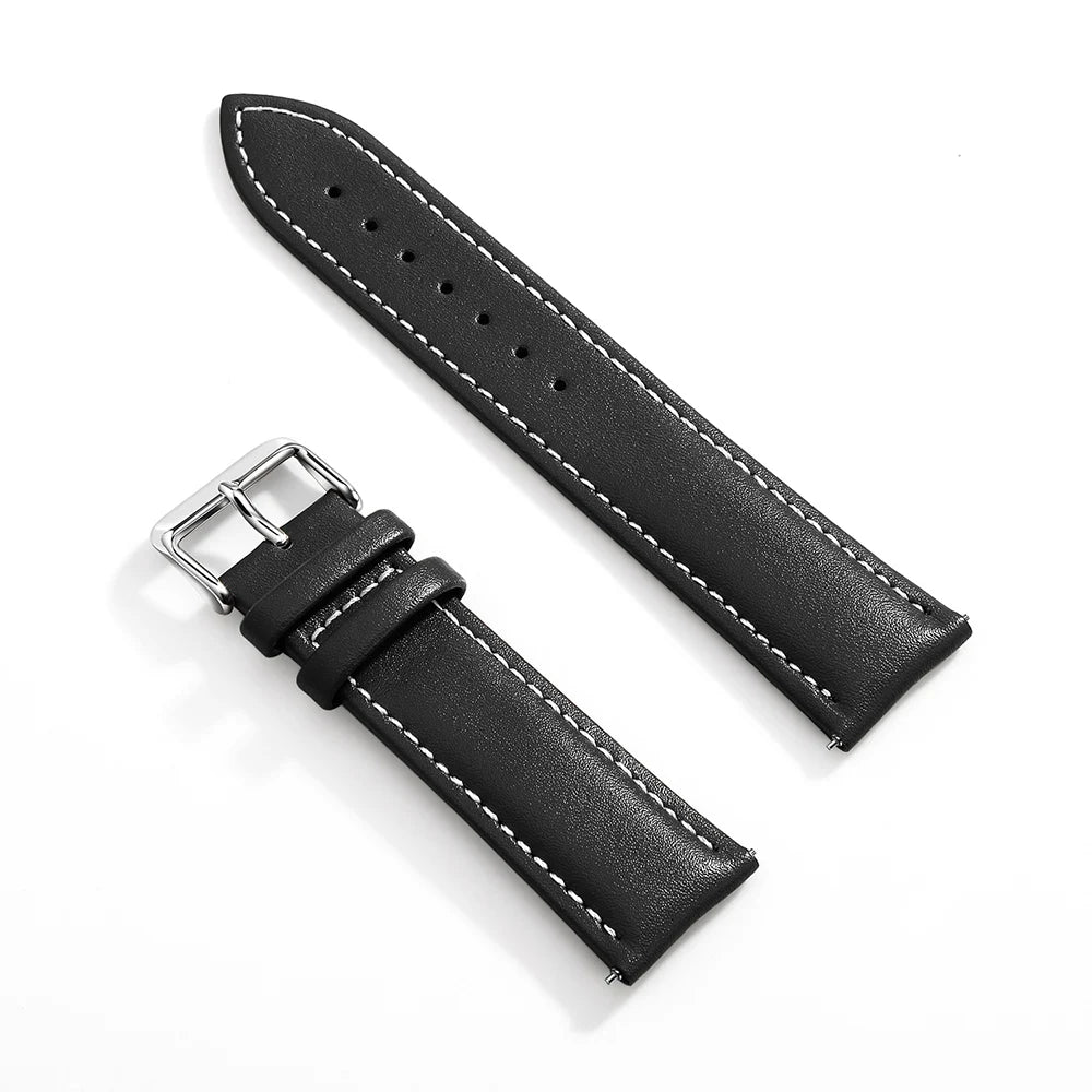 Top Grain Genuine Leather Watch Band, Quick Release 18mm/20mm/22mm Watch Straps, Fits Samsung Galaxy Watch, Garmin Huawei Watch