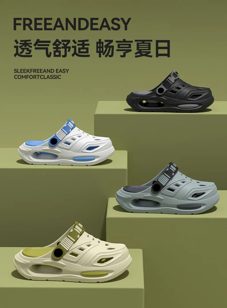 Arch support, anti slip, soft sole, wear-resistant cool slippers for wearing, thick sole breathable odor proof summer hole shoes