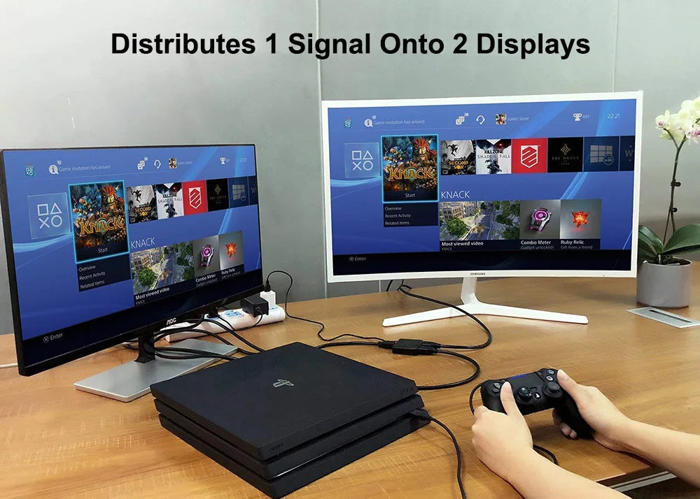 4K HDMI-compatible Splitter 1x2 Video Distributor 1 in 2 out Switch Amplifier 1080P Dual Display PC Laptop Monitor Projector