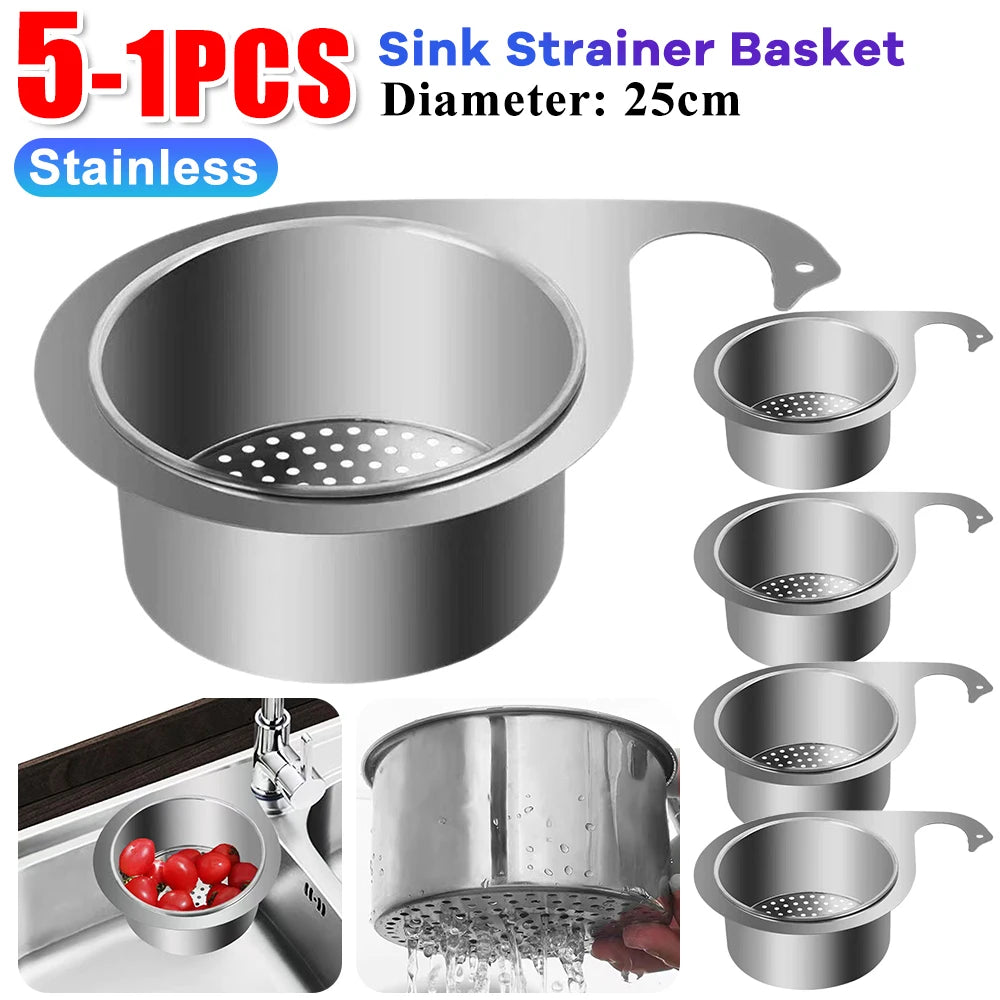 Stainless Steel Swan Sink Strainer Basket Removable Goosehead Storage Drainage Basket Goosehead Hanging Wet & Dry Drainage Racks