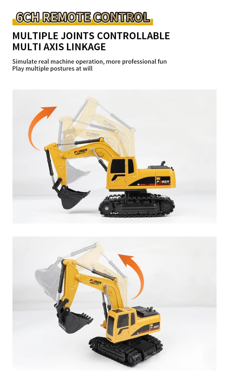 2024 New 11CH RC Excavator 1:20 Remote Control Truck 2.4G RC Crawler Engineering Vehicle Excavator Truck Radio Control Toys Gift