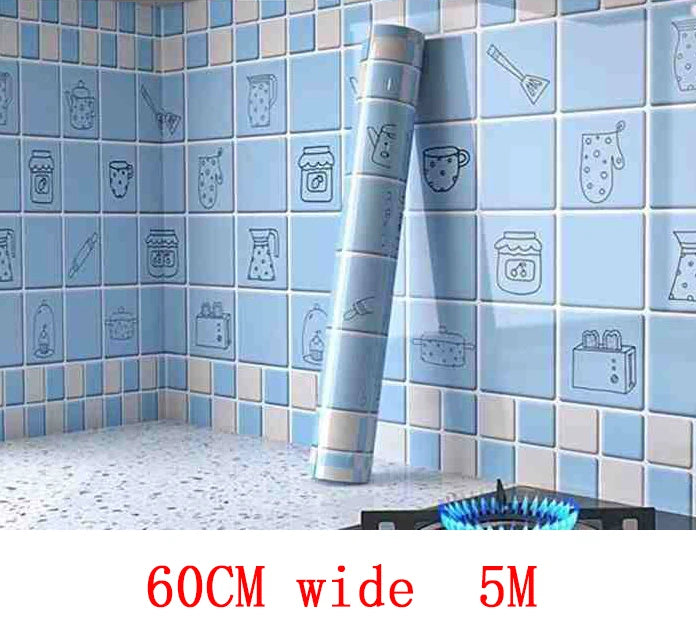 Kitchen Oil Resistant Stickers Waterproof Self-adhesive Wallpaper Stove Countertop Protective Pad Cabinet Countertop Marble Film