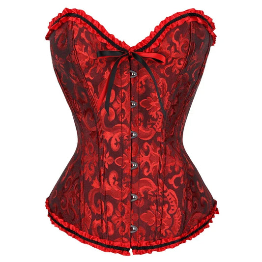 YBFDO Women Sexy Corsets Bustiers Floral Lace Tops Shapewear Burlesque Vintage Corset Gothic Satin Lingerie Corselet Overbust