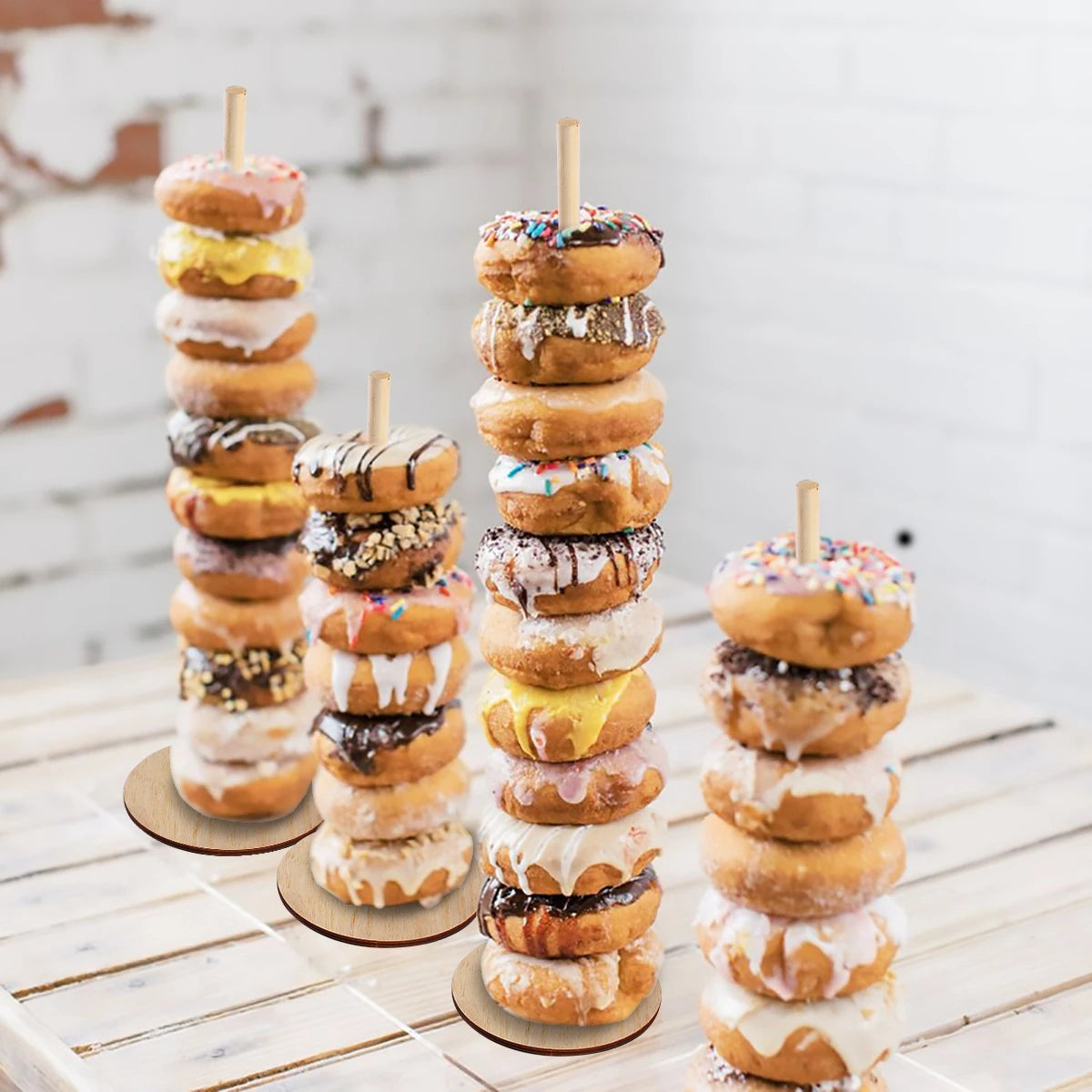 Wood Donuts Stand Holder Sweet Cart Rustic Wedding Table Decor Doughnut Birthday Party Candy Bar Baby Shower Donut Party