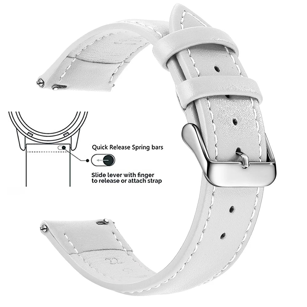 Top Grain Genuine Leather Watch Band, Quick Release 18mm/20mm/22mm Watch Straps, Fits Samsung Galaxy Watch, Garmin Huawei Watch