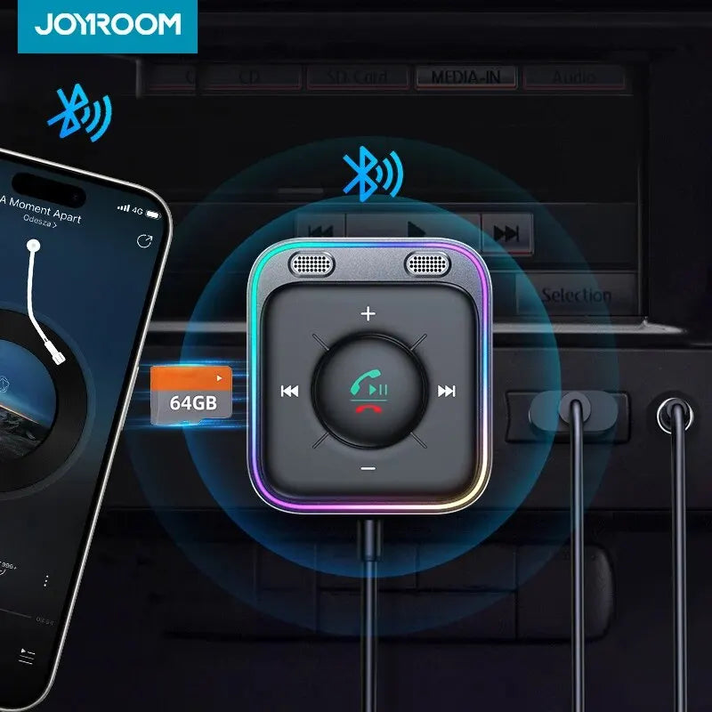 Joyroom Car Adapter Bluetooth 5.3 Enhanced Dual Mics ENC Noise Cancellation 3.5mm AUX Adapter Bluetooth Wireless Receiver